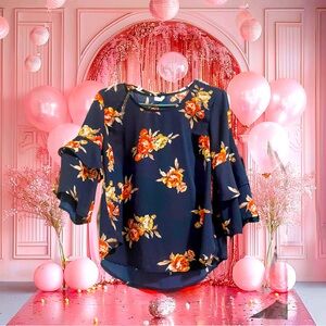 Beautiful Navy blue with Floral Blouse